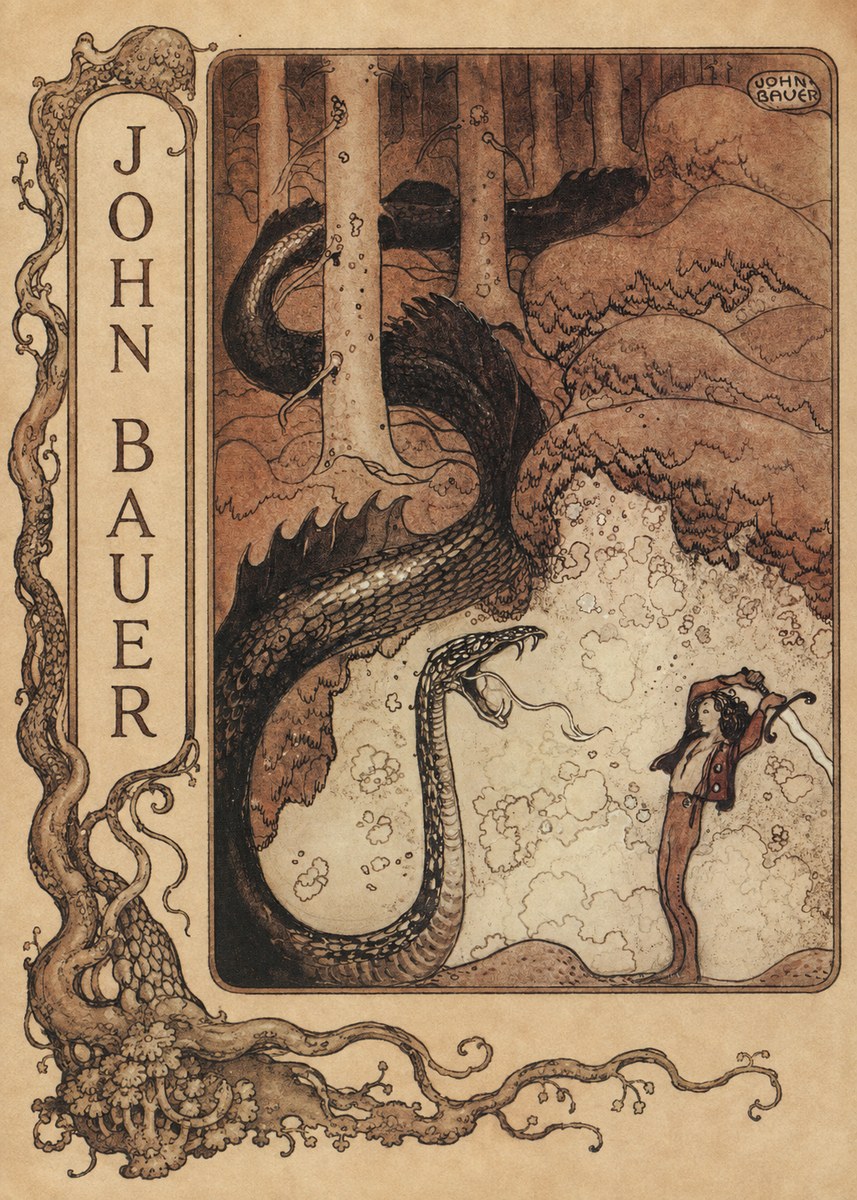 John Bauer The Boy and the Serpent No2 - Plakát
