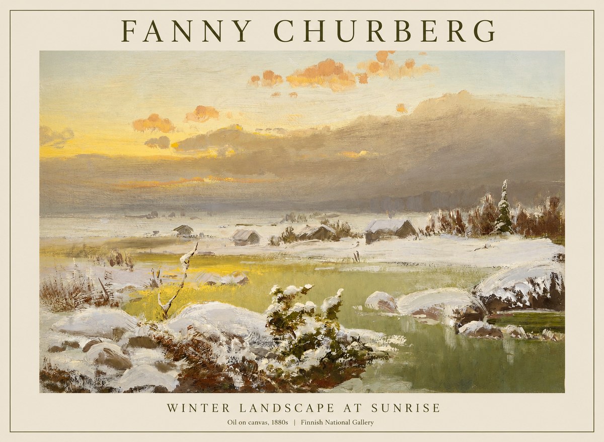 Fanny Churberg Winter Landscape at Sunrise No1 - Plakát