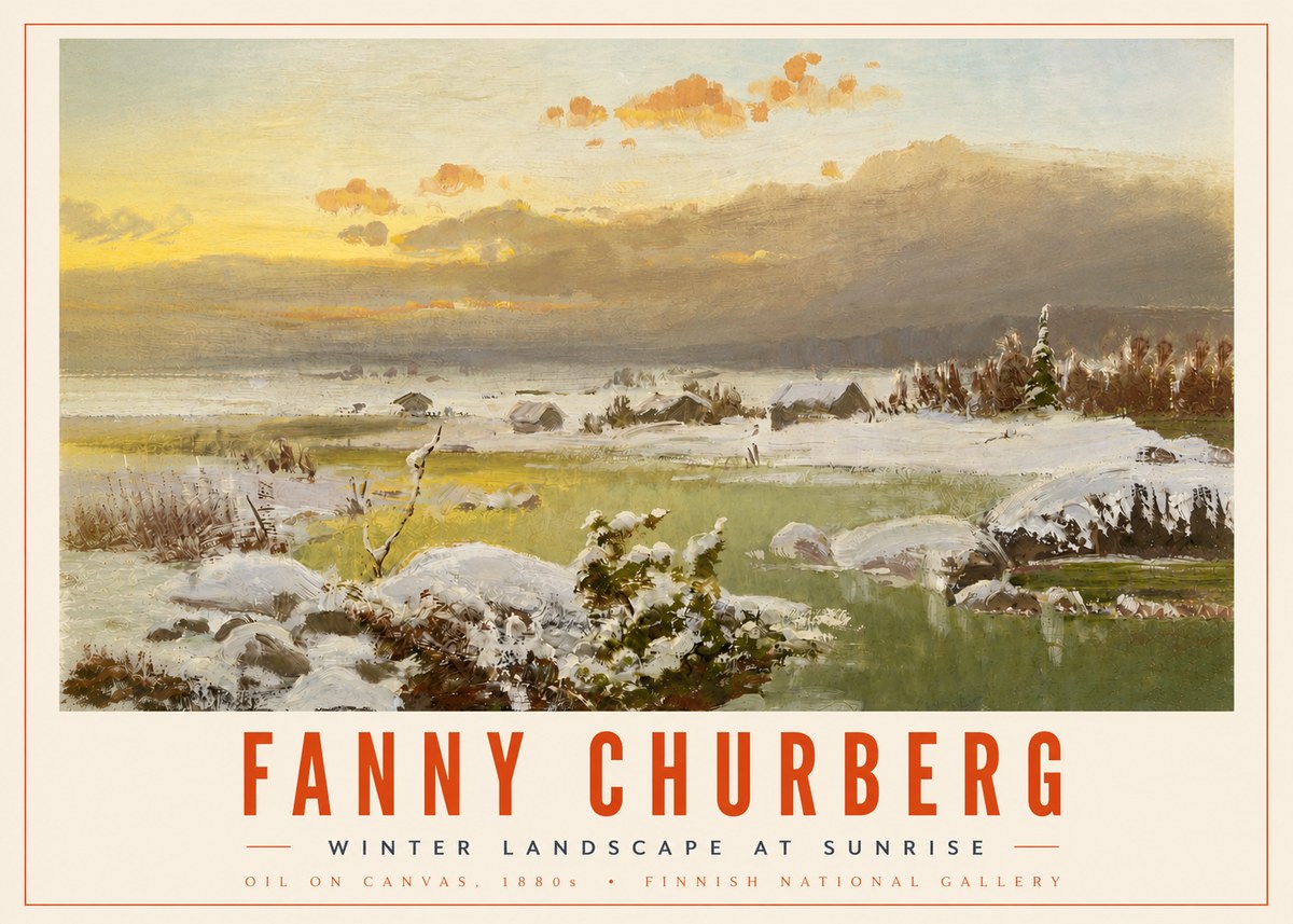 Fanny Churberg Winter Landscape at Sunrise No4 - Plakát