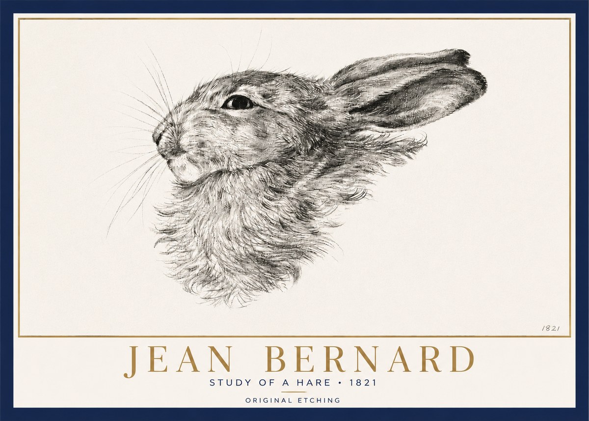 Jean Bernard Study of a Hare No3 - Plakát