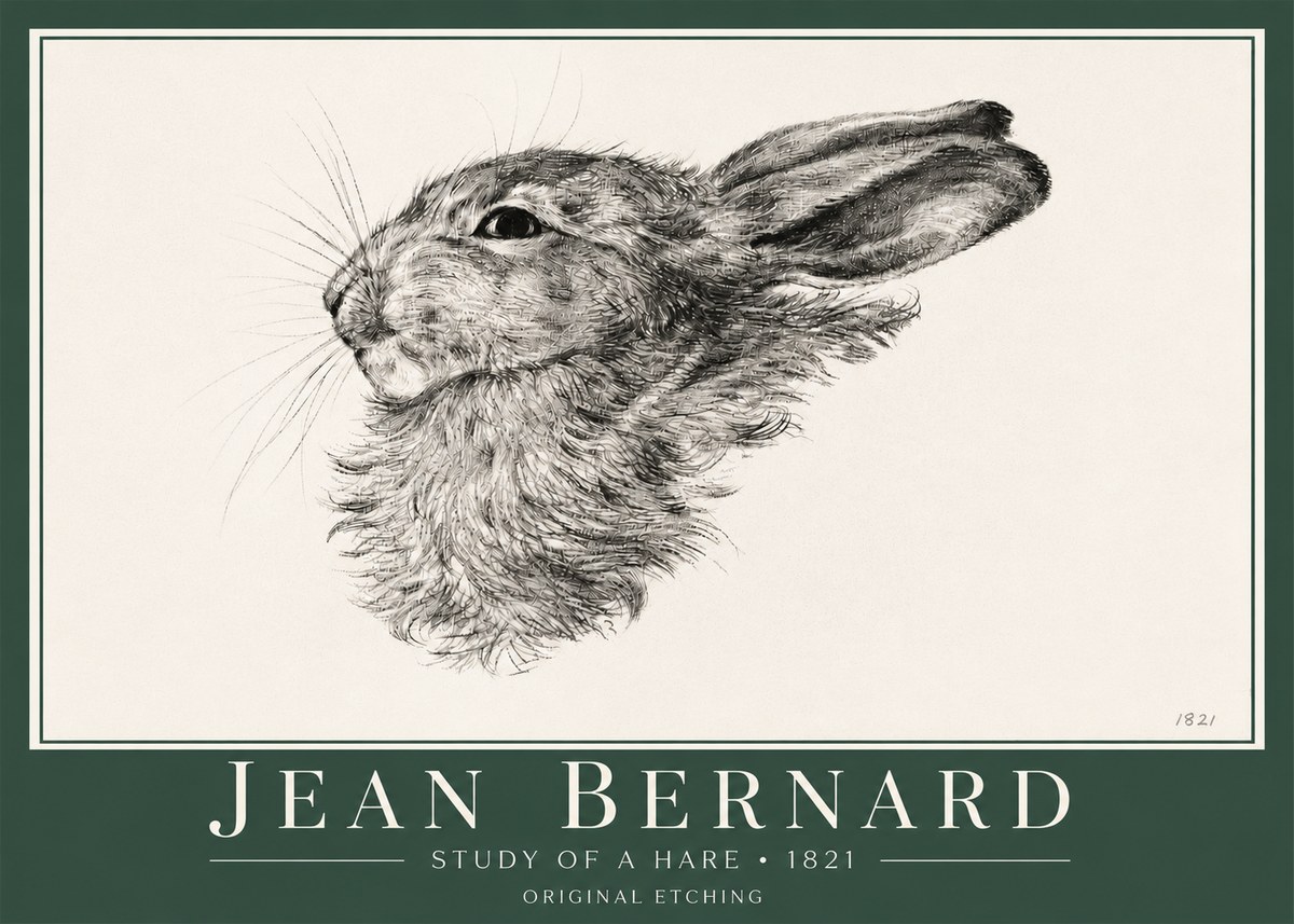 Jean Bernard Study of a Hare No4 - Plakát
