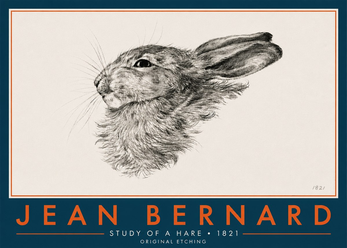 Jean Bernard Study of a Hare No6 - Plakát