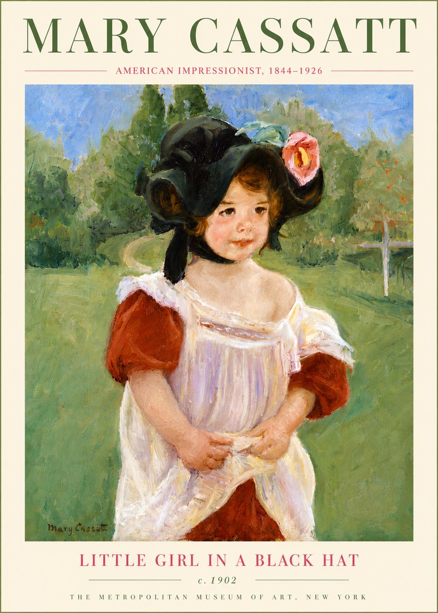Mary Cassatt Little Girl in a Black Hat No6 - Plakát