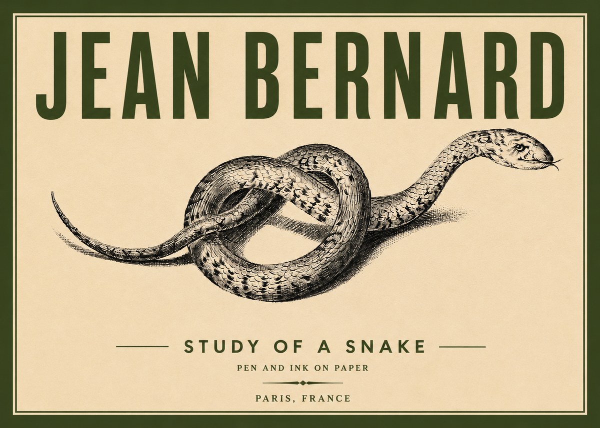 Jean Bernard Study of a Snake No6 - Plakát