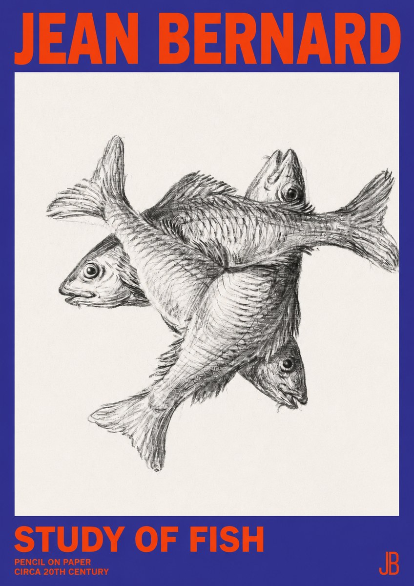 Jean Bernard Study of Fish No2 - Plakát