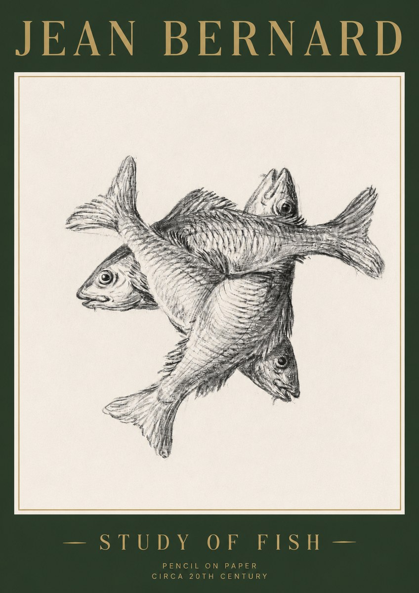 Jean Bernard Study of Fish No3 - Plakát