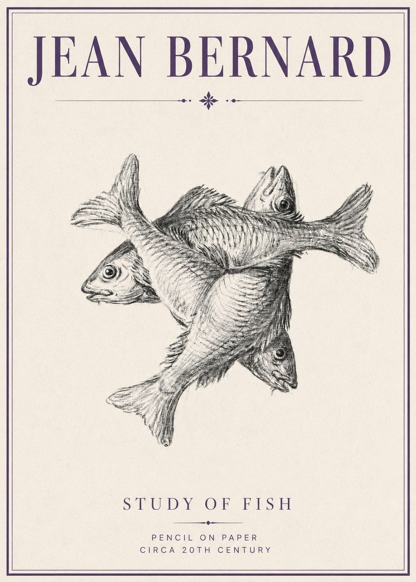Jean Bernard Study of Fish No4 - Plakát