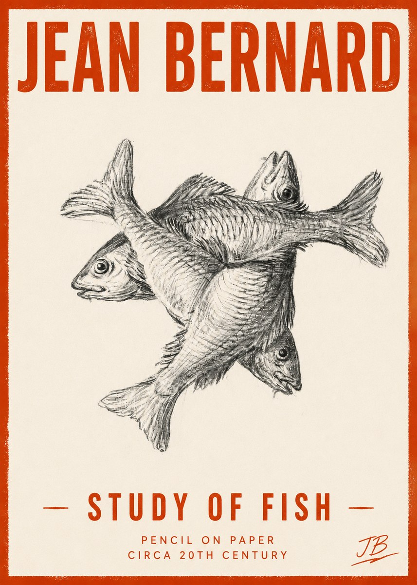 Jean Bernard Study of Fish No5 - Plakát