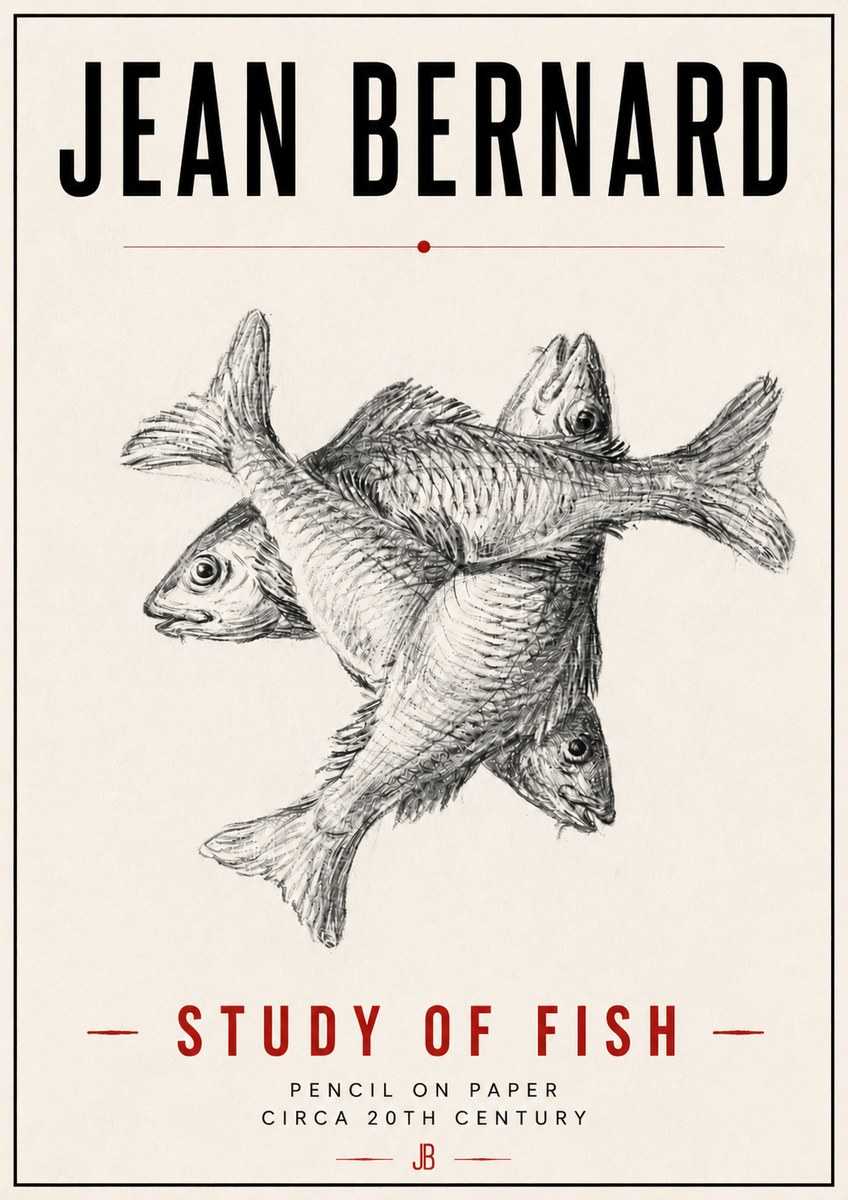 Jean Bernard Study of Fish No6 - Plakát