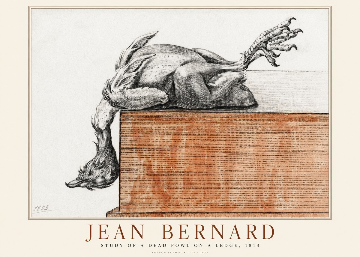 Jean Bernard Study of a Dead Fowl on a Ledge, 1813 No1 - Plakát