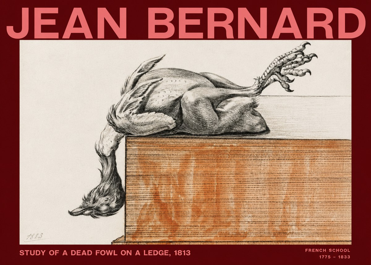 Jean Bernard Study of a Dead Fowl on a Ledge, 1813 No2 - Plakát