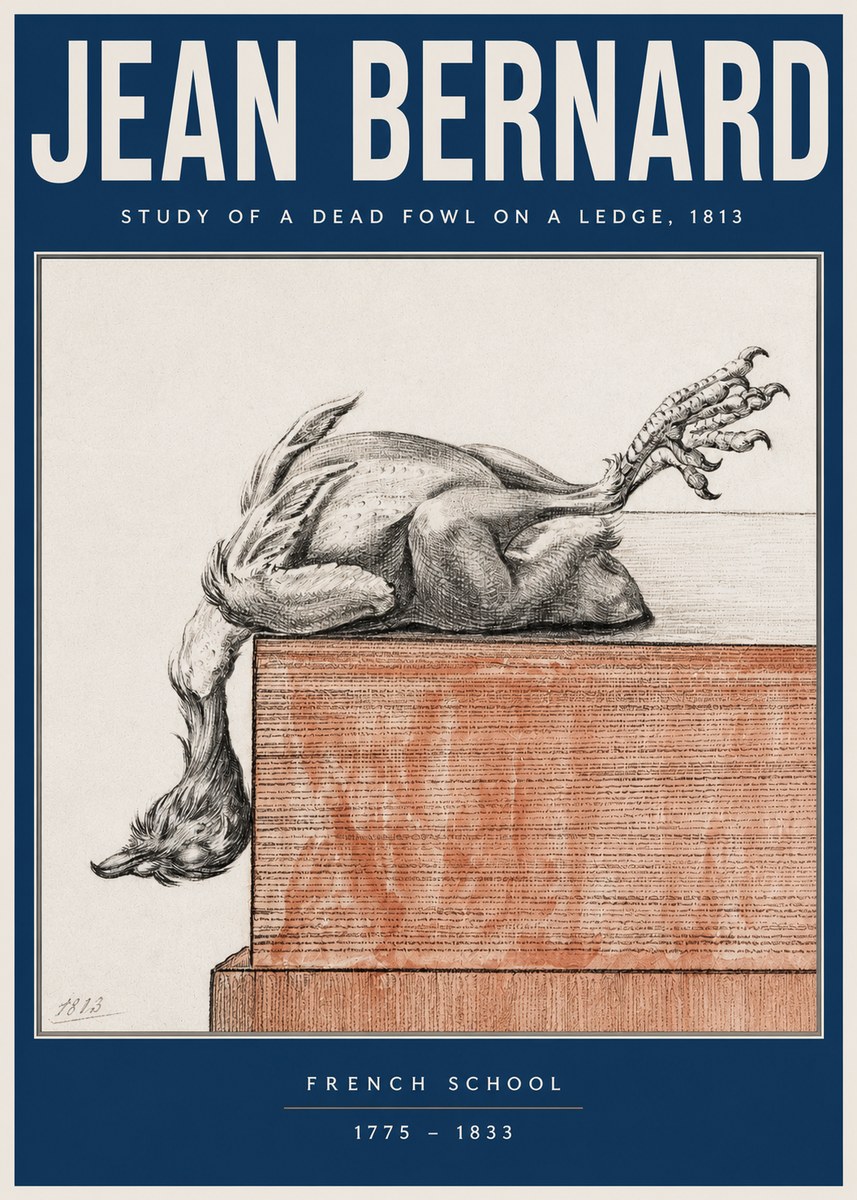 Jean Bernard Study of a Dead Fowl on a Ledge, 1813 No3 - Plakát