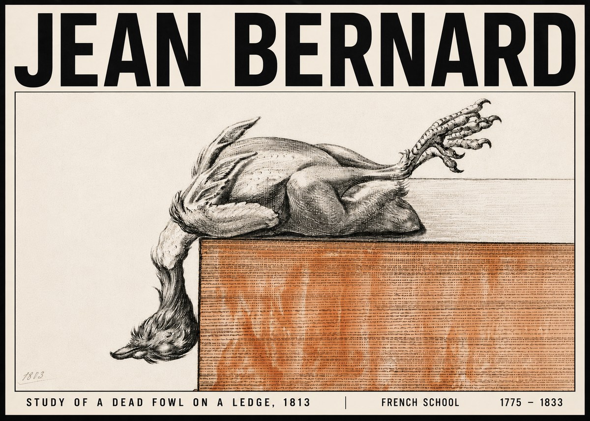 Jean Bernard Study of a Dead Fowl on a Ledge, 1813 No6 - Plakát