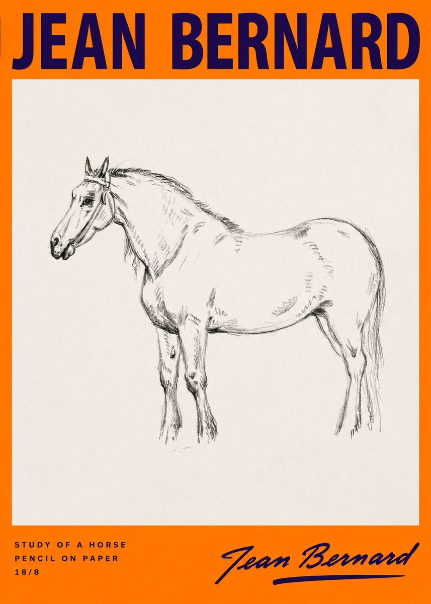 Jean Bernard Study of a Horse XVII No2 - Plakát