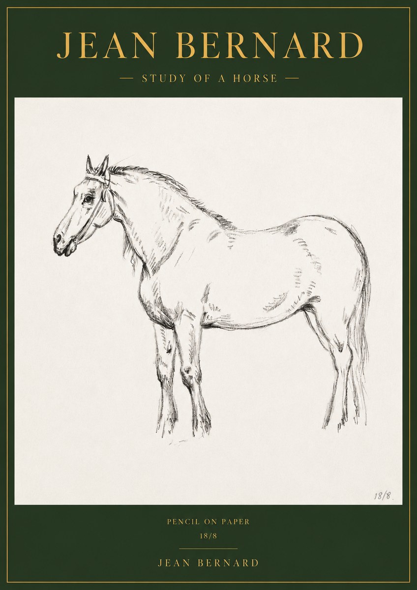 Jean Bernard Study of a Horse XVII No3 - Plakát
