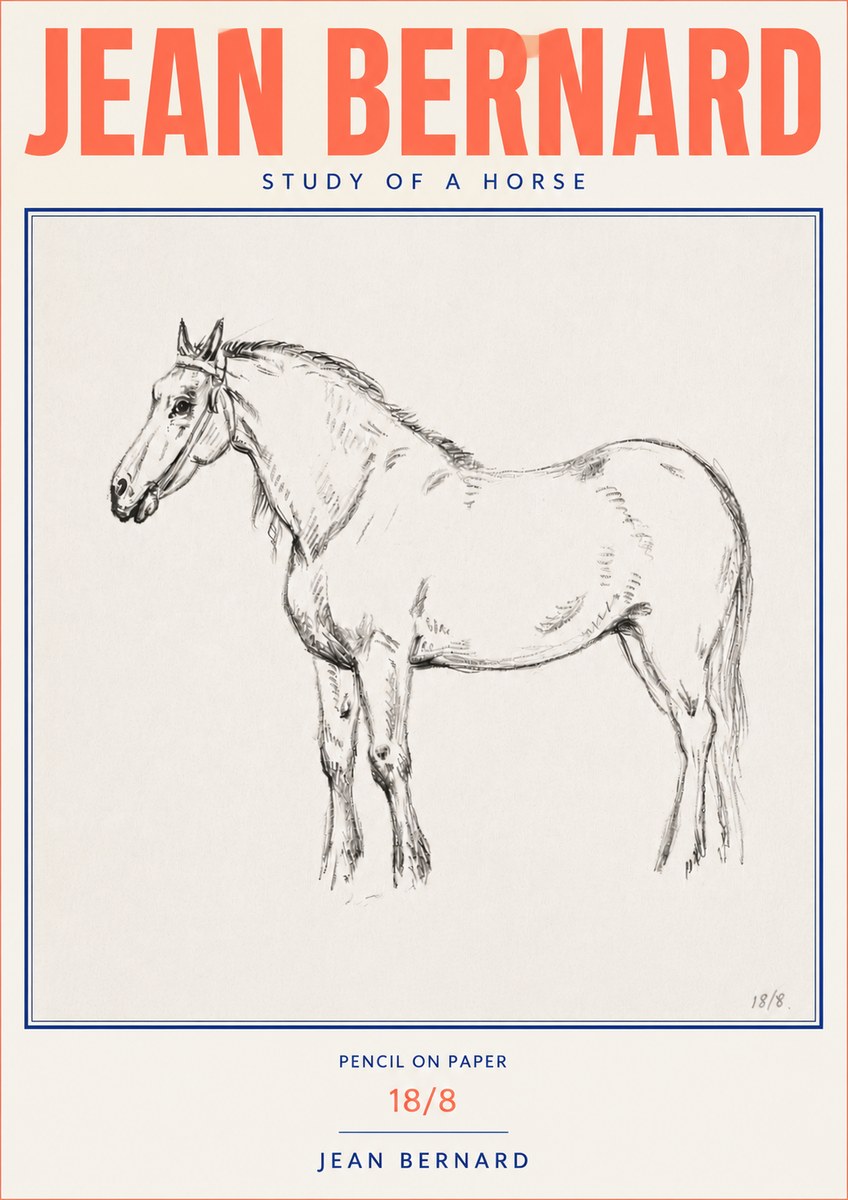 Jean Bernard Study of a Horse XVII No4 - Plakát