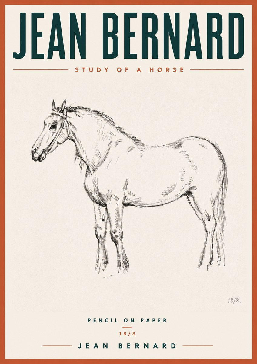 Jean Bernard Study of a Horse XVII No6 - Plakát