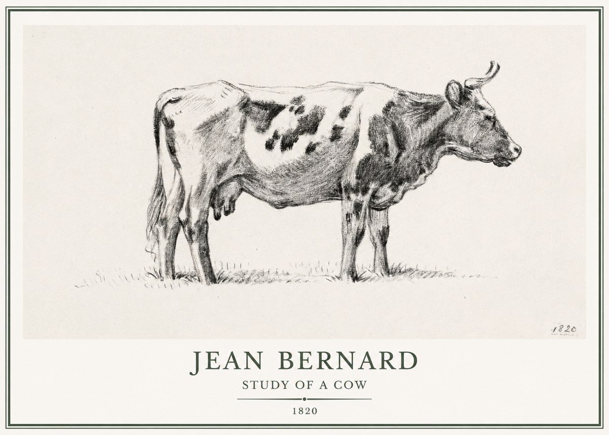 Jean Bernard Study of a Cow XX No1 - Plakát