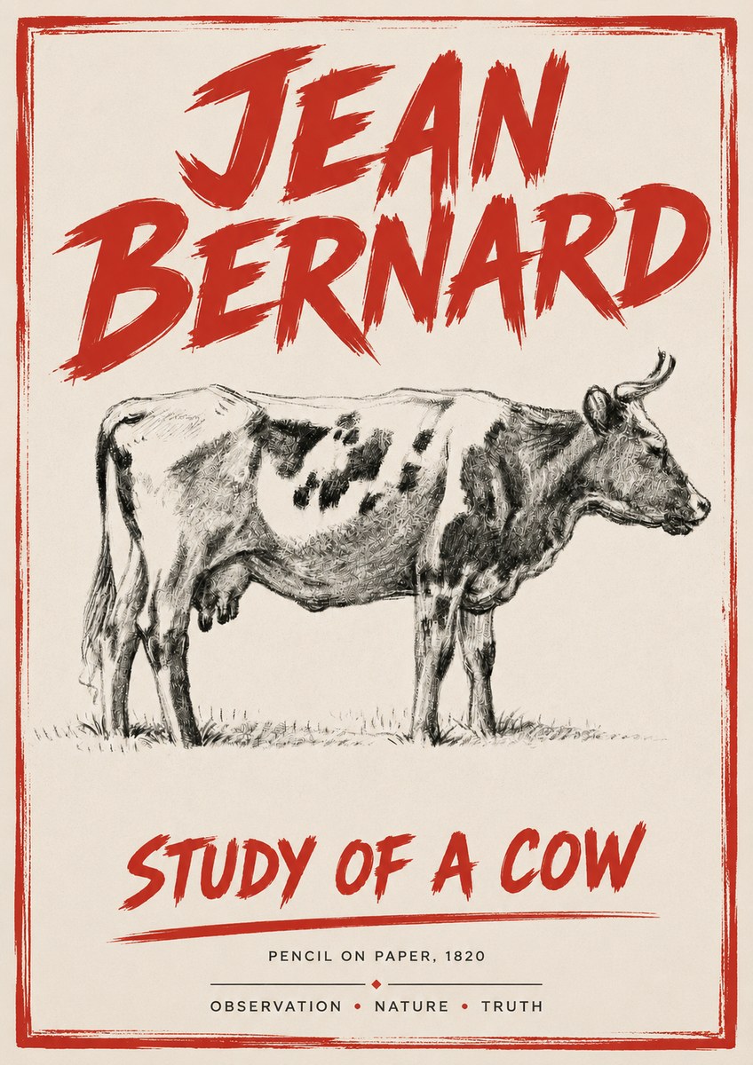 Jean Bernard Study of a Cow XX No4 - Plakát