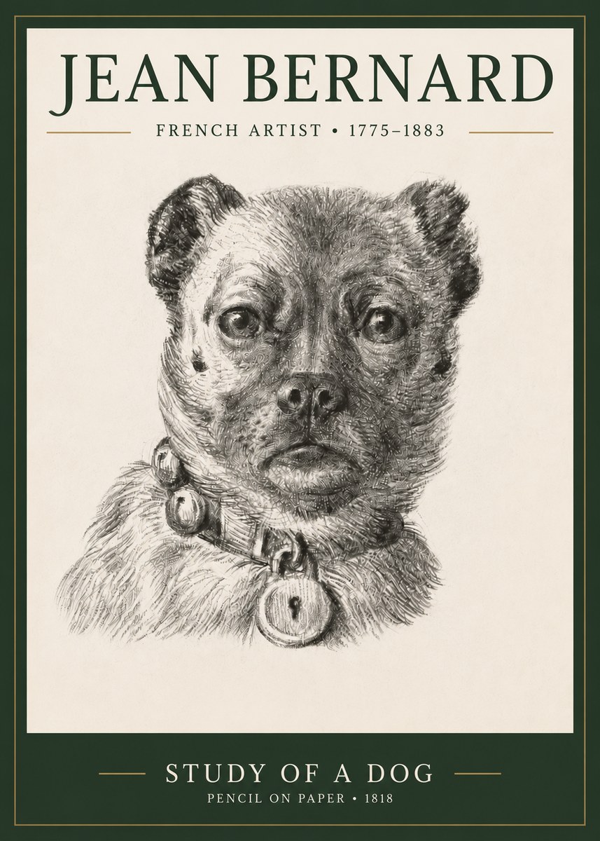 Jean Bernard Study of a Dog IV No3 - Plakát