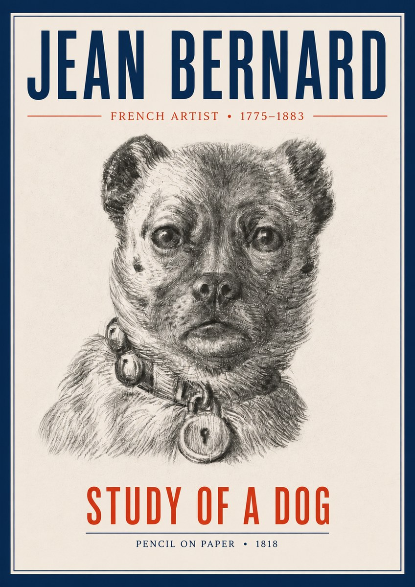 Jean Bernard Study of a Dog IV No4 - Plakát