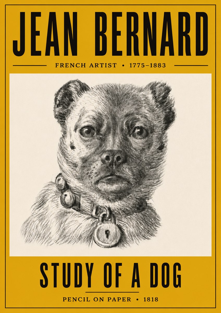 Jean Bernard Study of a Dog IV No6 - Plakát