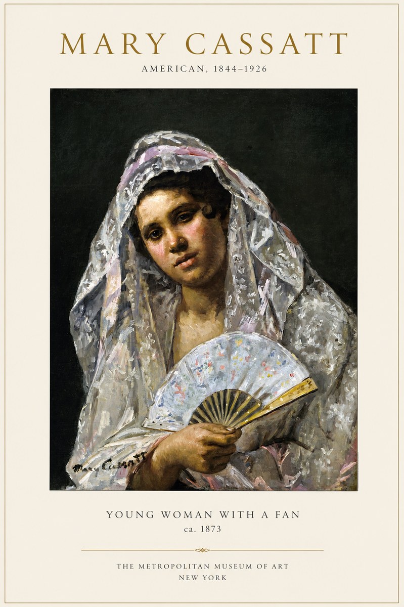 Mary Cassatt Young Woman with a Fan II No1 - Plakát