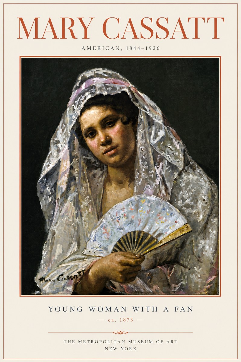 Mary Cassatt Young Woman with a Fan II No4 - Plakát