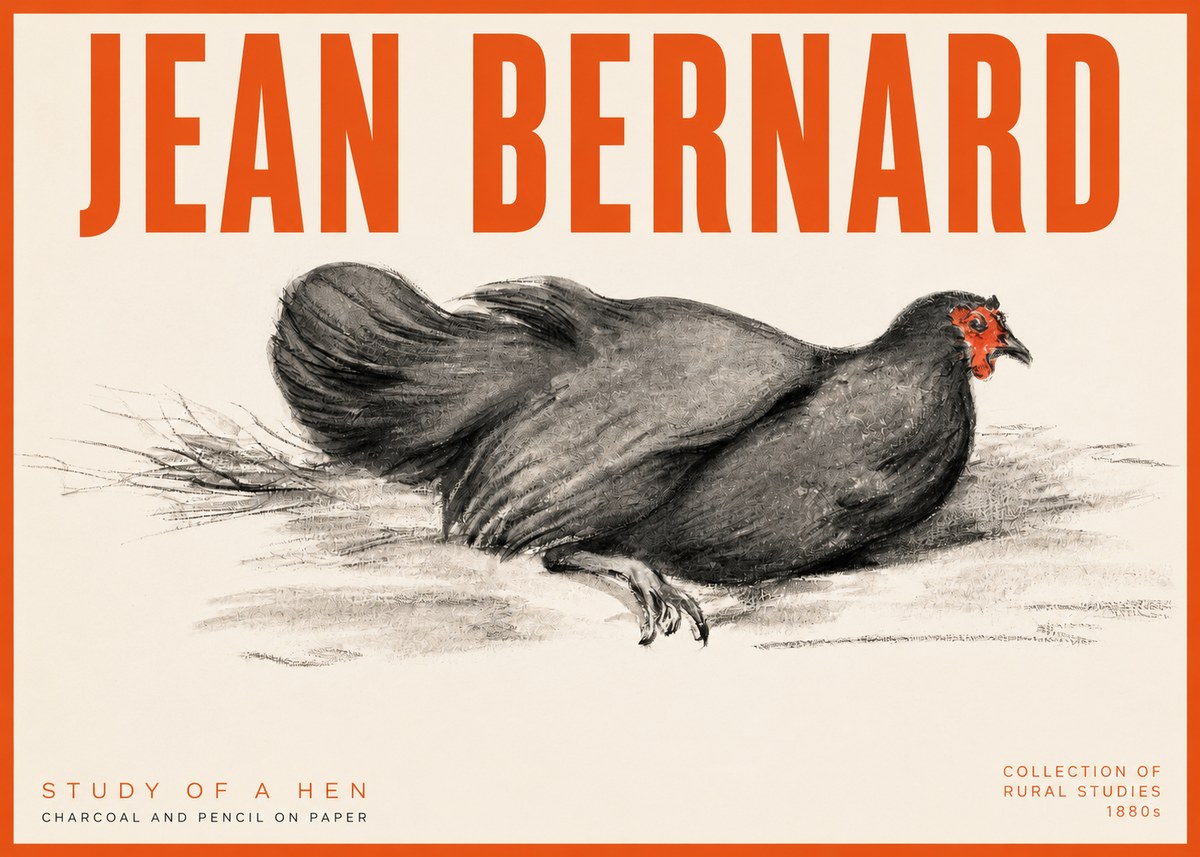 Jean Bernard Study of a Hen No2 - Plakát