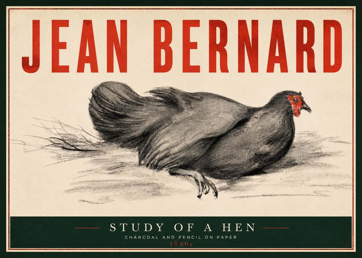 Jean Bernard Study of a Hen No4 - Plakát