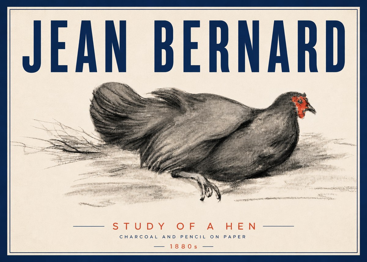 Jean Bernard Study of a Hen No5 - Plakát