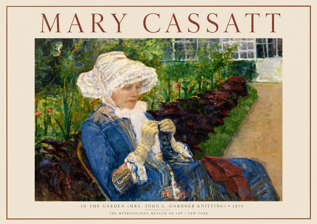 Mary Cassatt In the Garden (Mrs. John L. Gardner Knitting) No3 - Plakát