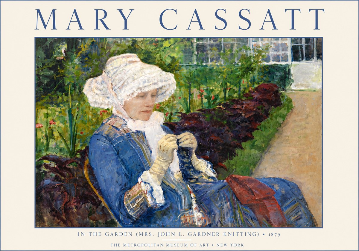 Mary Cassatt In the Garden (Mrs. John L. Gardner Knitting) No6 - Plakát