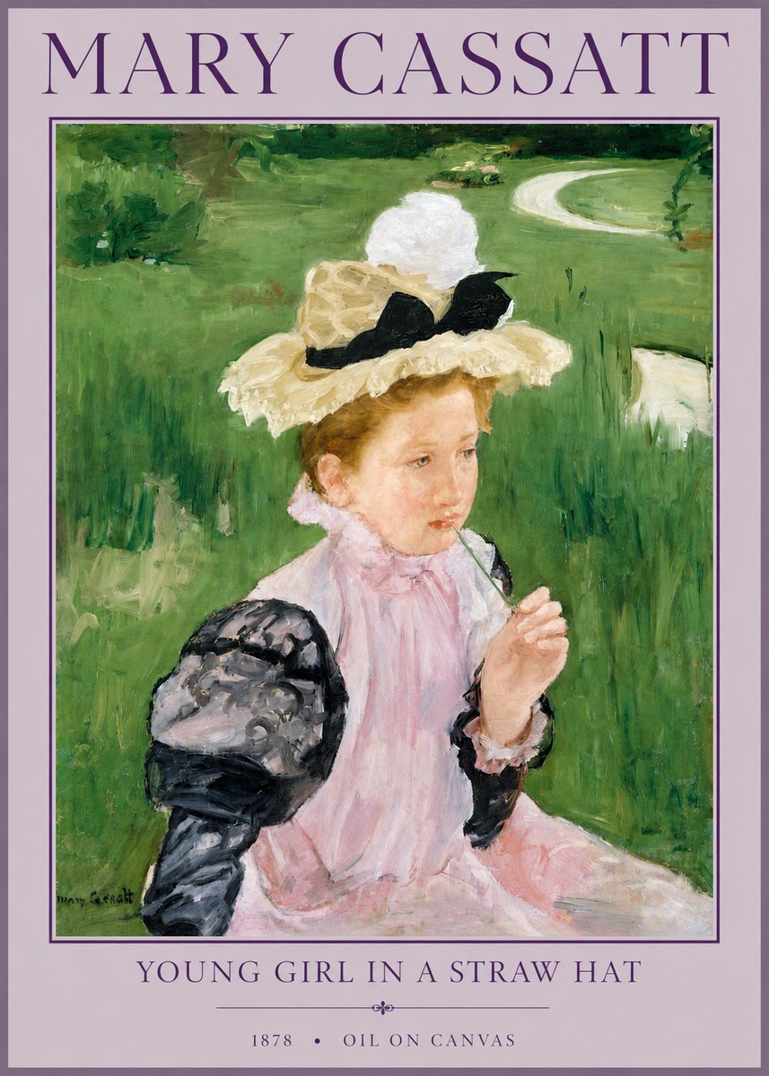 Mary Cassatt Young Girl in a Straw Hat No3 - Plakát