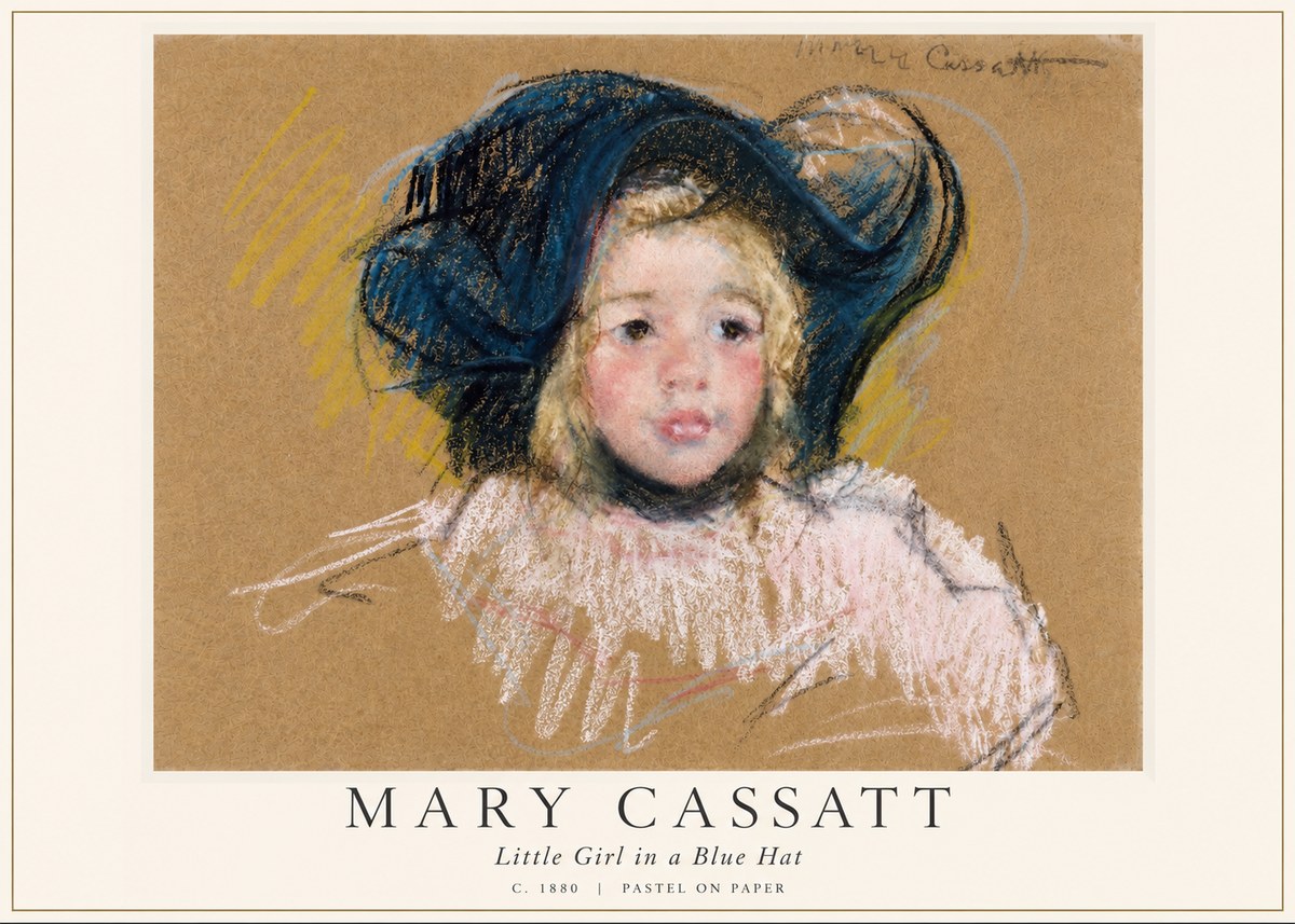 Mary Cassatt Little Girl in a Blue Hat No6 - Plakát