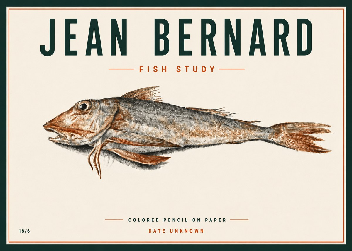 Jean Bernard Fish Study II No4 - Plakát