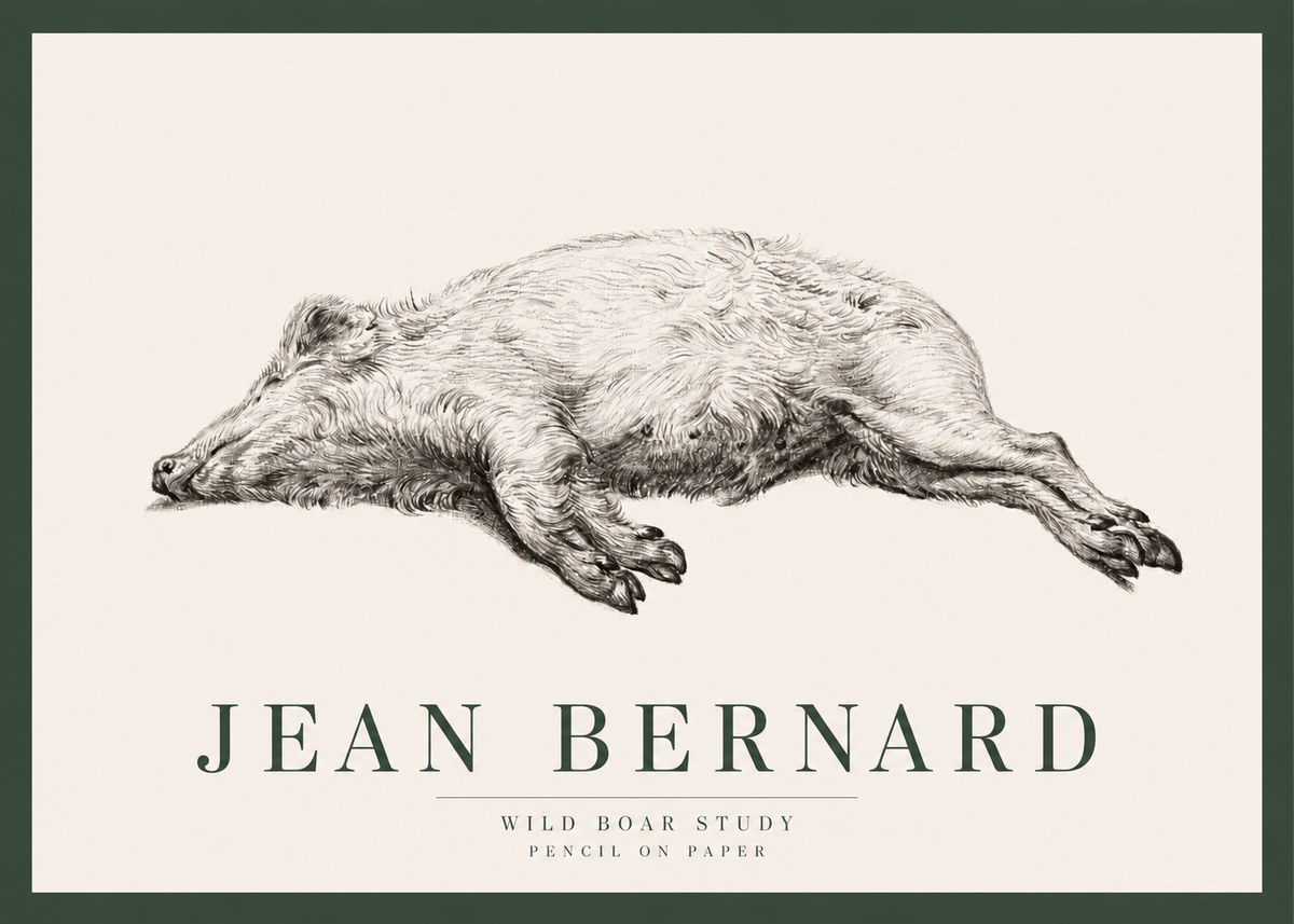 Jean Bernard Wild Boar Study No2 - Plakát
