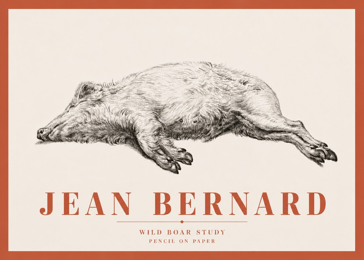 Jean Bernard Wild Boar Study No3 - Plakát