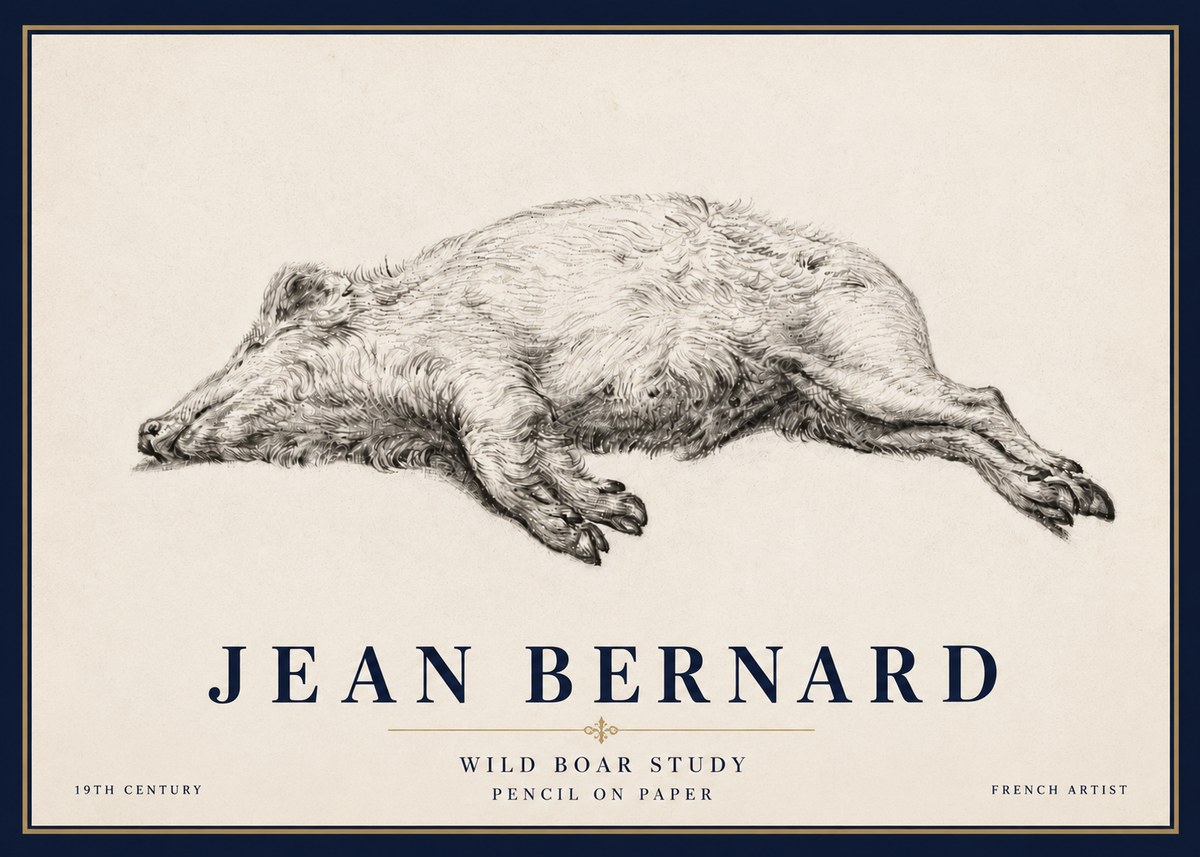 Jean Bernard Wild Boar Study No6 - Plakát