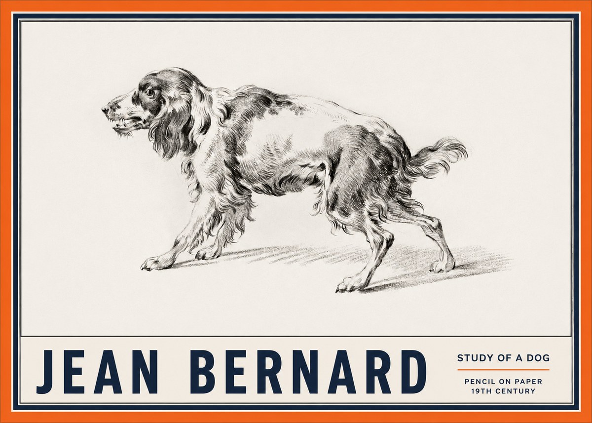 Jean Bernard Study of a Dog V No2 - Plakát