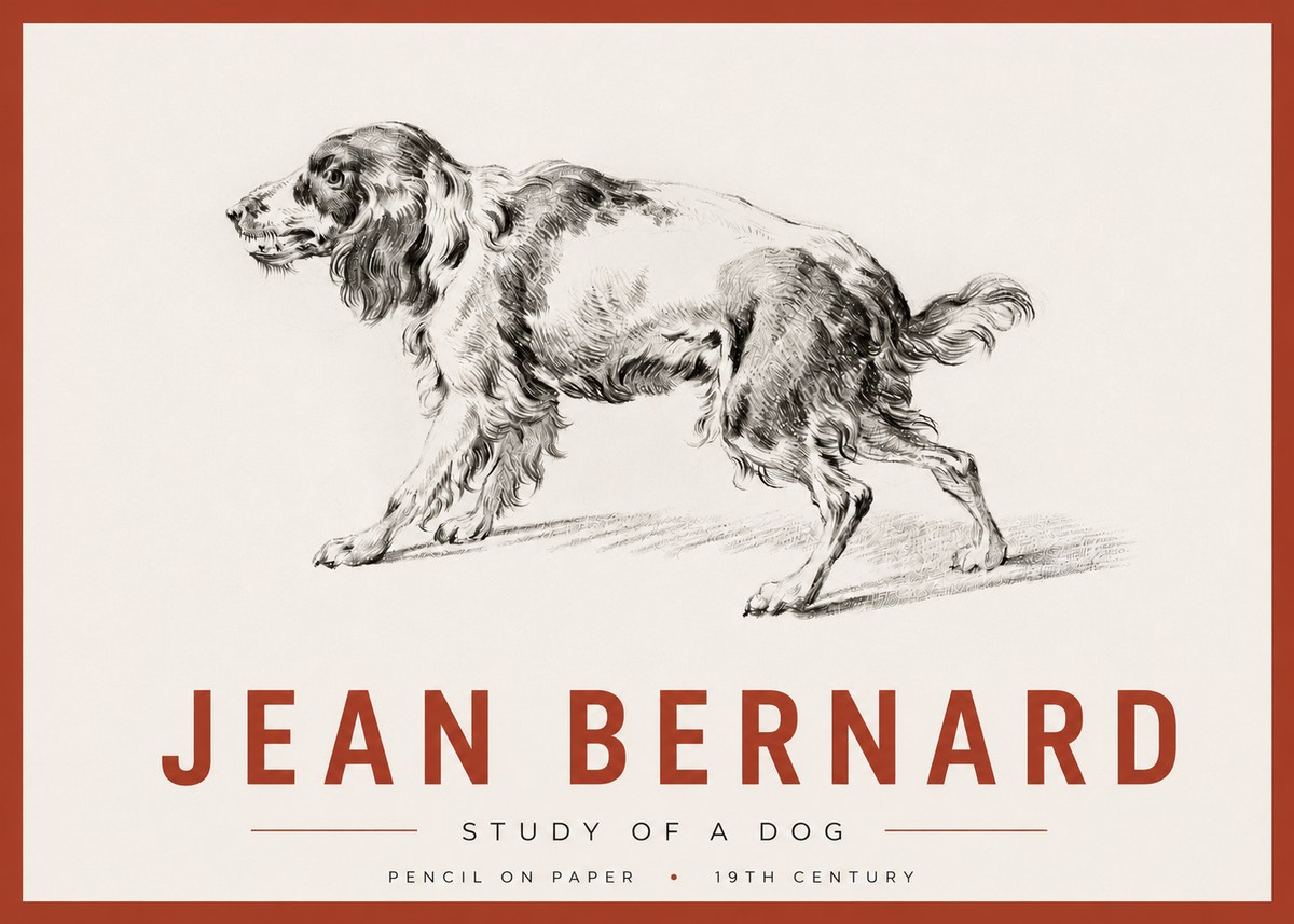 Jean Bernard Study of a Dog V No4 - Plakát