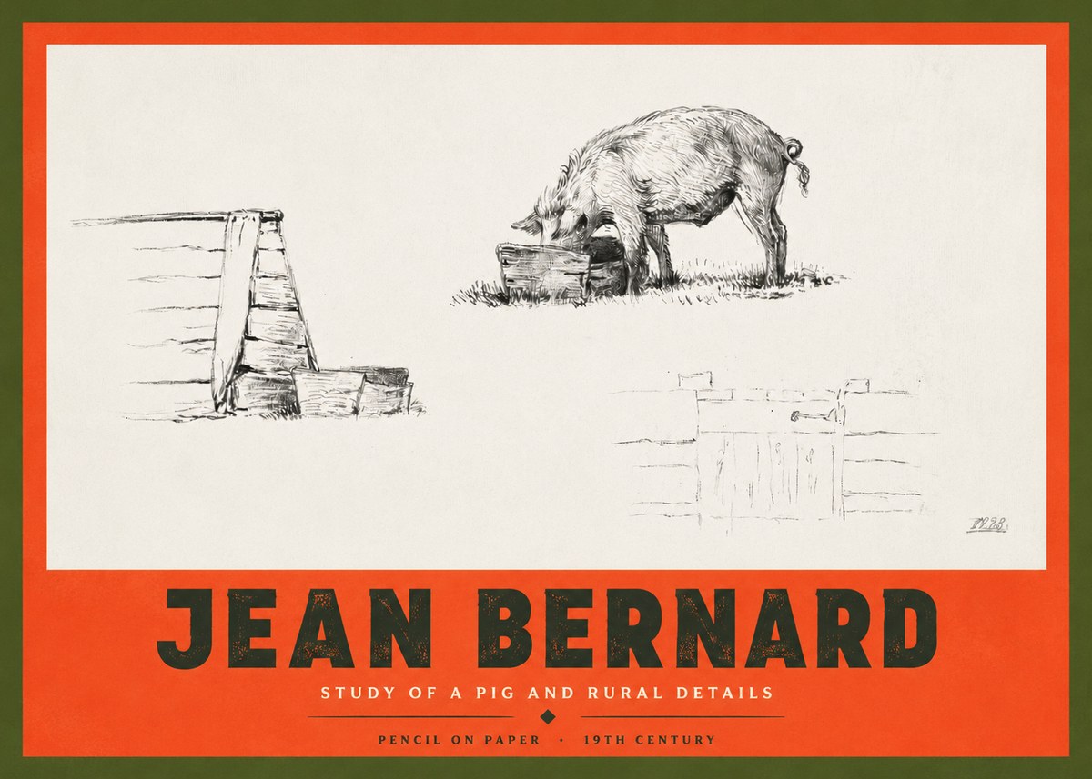 Jean Bernard Pig Study No4 - Plakát