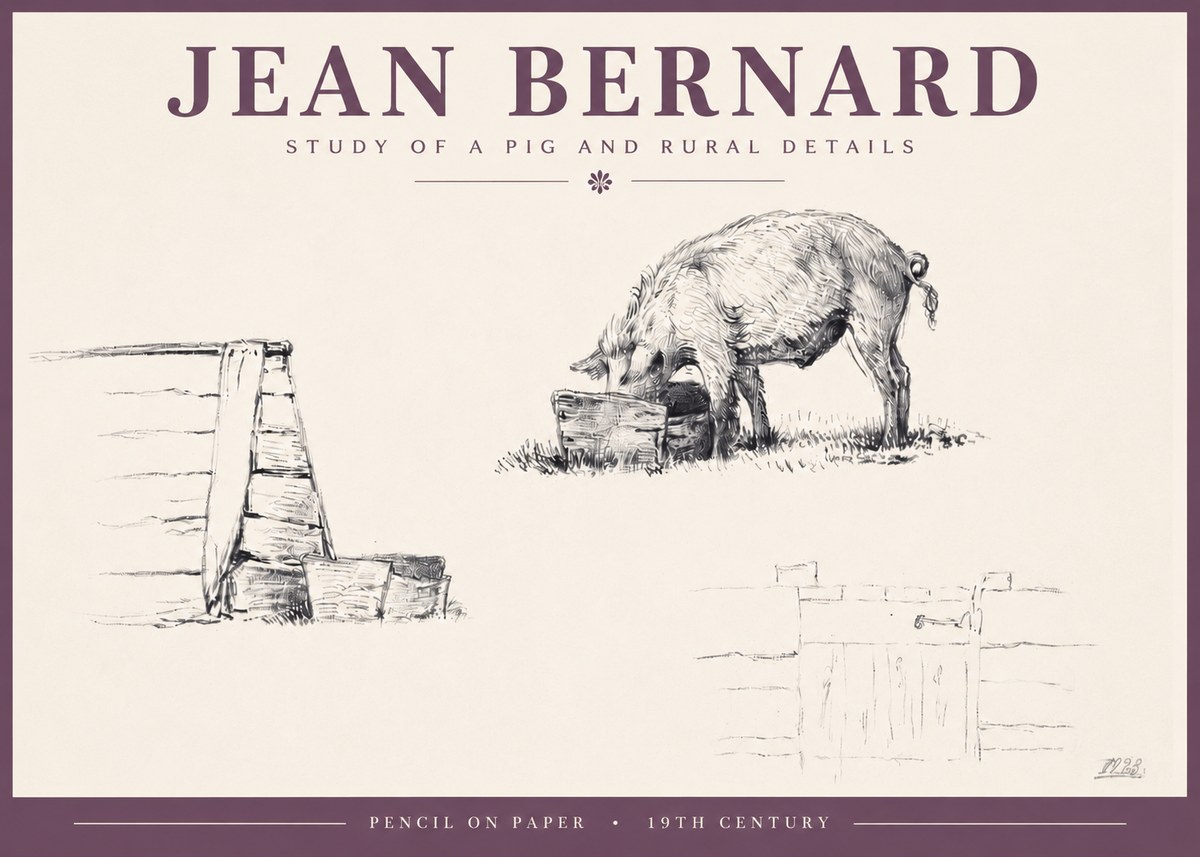 Jean Bernard Pig Study No5 - Plakát