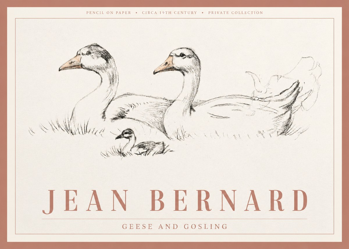 Jean Bernard Study of Geese No4 - Plakát