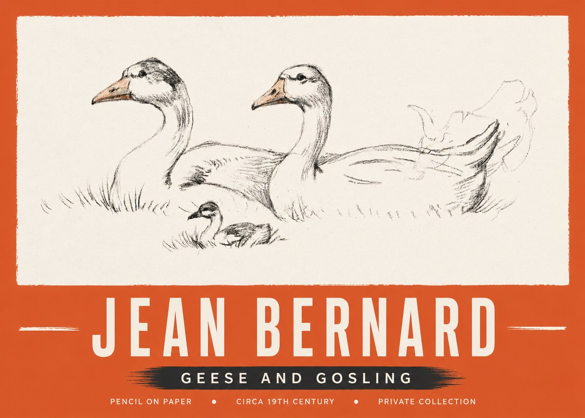 Jean Bernard Study of Geese No5 - Plakát
