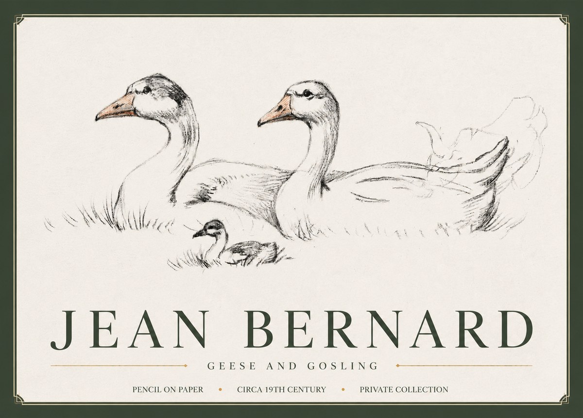 Jean Bernard Study of Geese No6 - Plakát