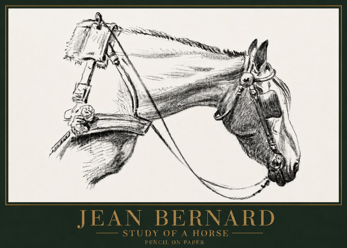 Jean Bernard Study of a Horse XVIII No4 - Plakát