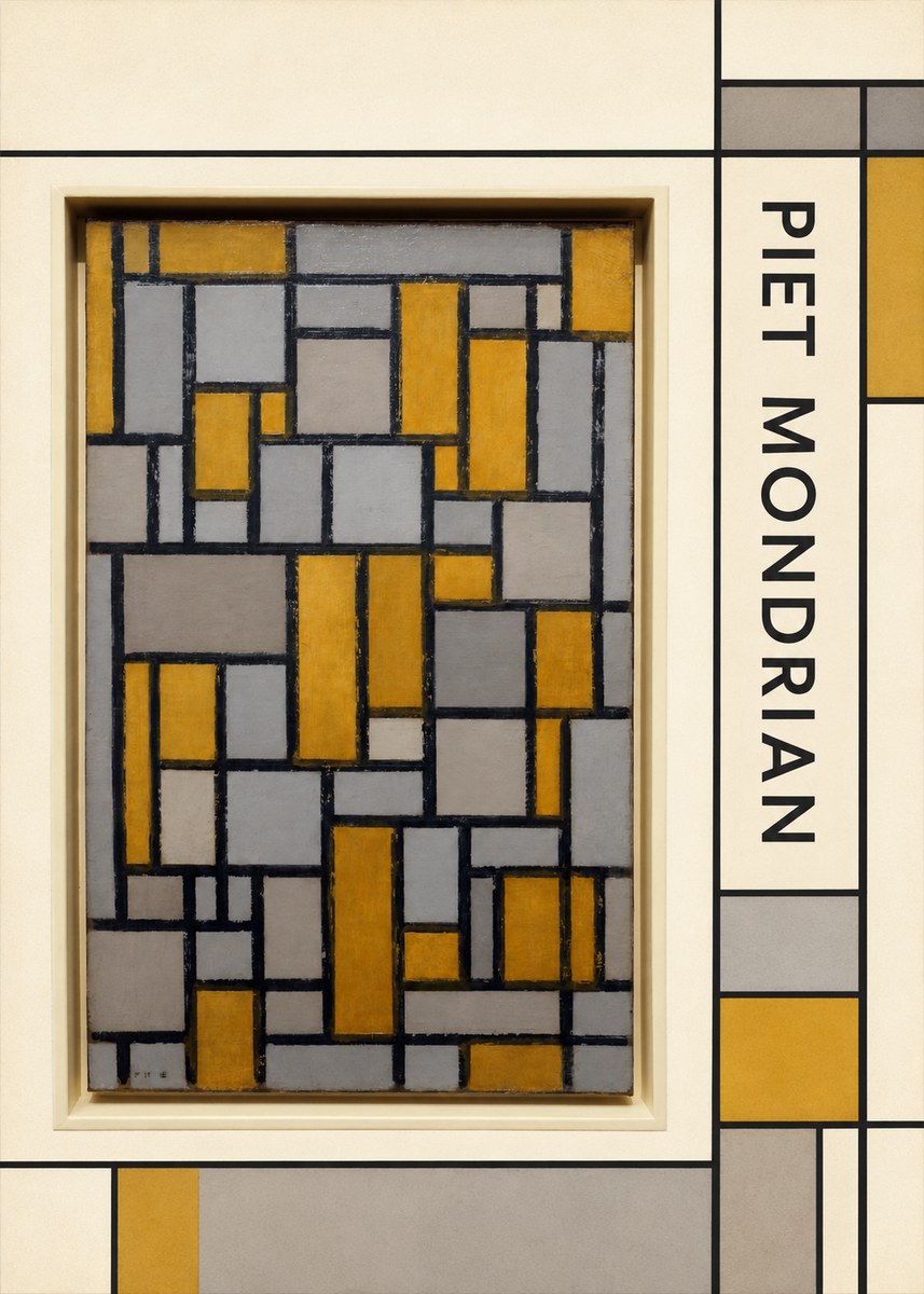 Piet Mondrian Composition in Grey and Yellow No2 - Plakát
