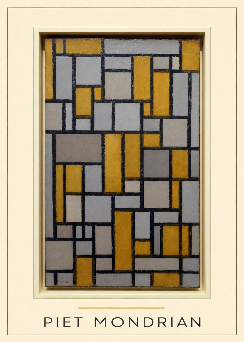 Piet Mondrian Composition in Grey and Yellow No4 - Plakát