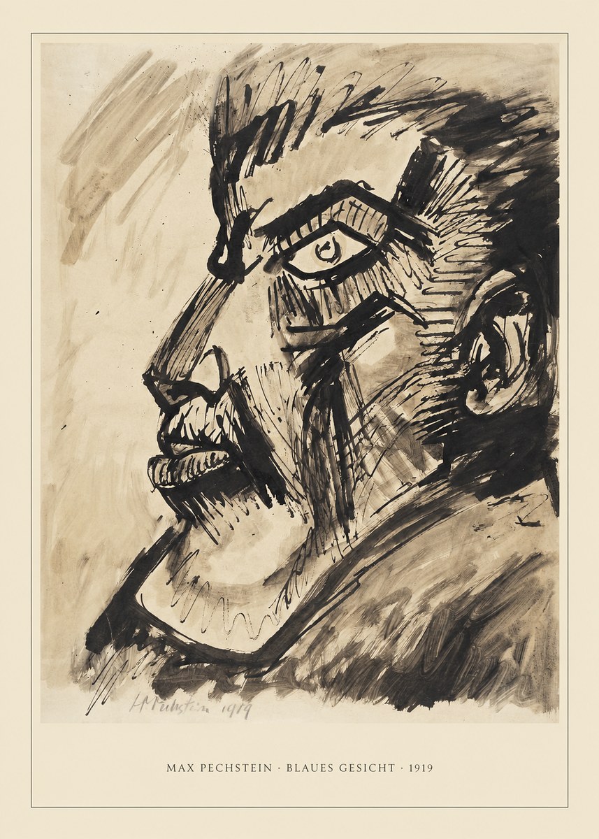 Max Pechstein Blaues Gesicht No3 - Plakát